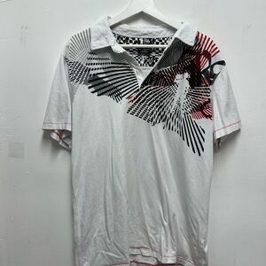 Modern White Graphic Polo Shirt
